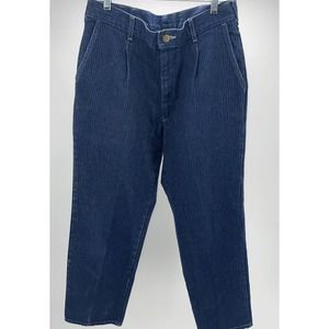 Vintage LEE Mens Baggy Fit Pin Stripe Jeans Pleated Front Pockets Made In U.S.A.